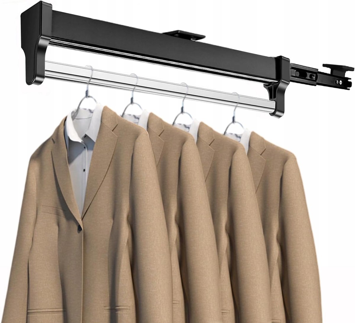 Uitschuifbare Telescoop Kledingstang 30cm Zwart Metaal