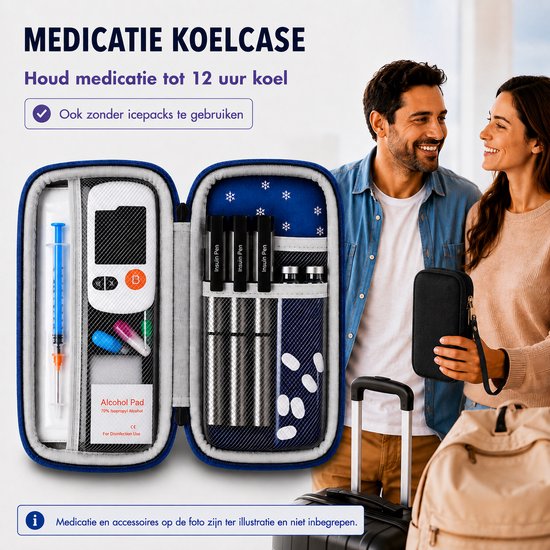 ETSELLS Insuline Koelcase Zwart - Medicatie Koeltas - Inclusief 2 Ice Packs - Waterdicht & Schokbestendig - Diabetes Etui - Voor Reizen van Etsells — afbeelding 5