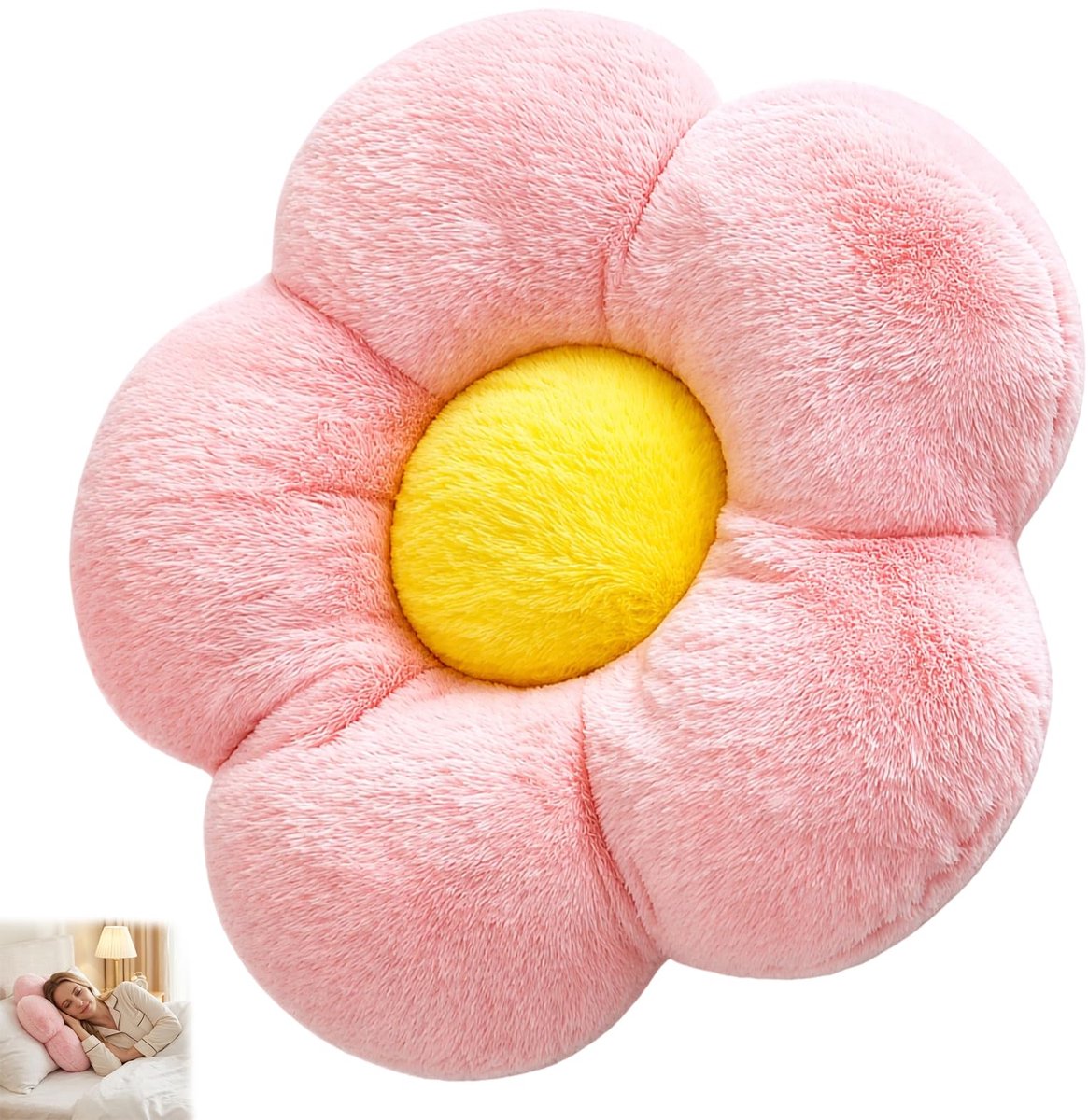 Decoratief bloemenkussen in roze, 36x36 cm, voor woonkamer en slaapkamer