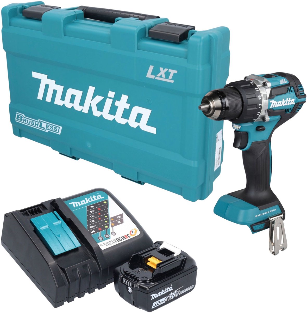 Makita DDF 484 RF1K accuboormachine 18 V 54 Nm borstelloos + 1x accu 3,0 Ah + oplader + koffer
