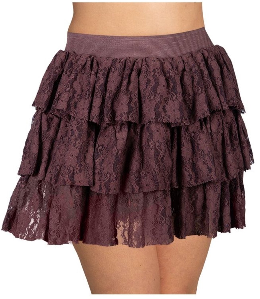 Rokje Bruin Met Kant Onesize