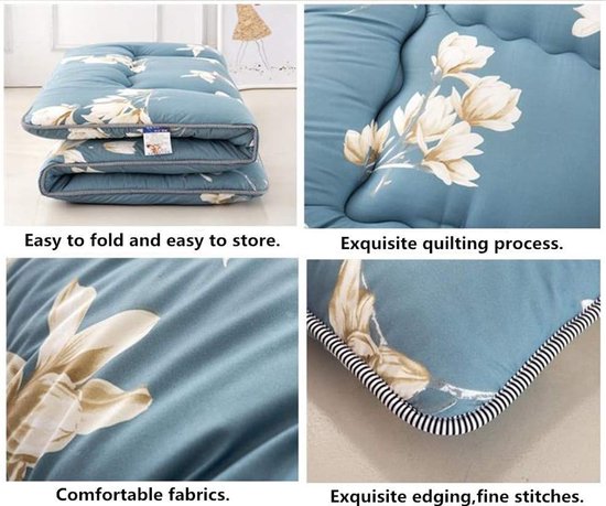 Vloermatras - Tatami futon kussen - Extra slaapplek creëren - Drievoudig gewatteerd ontwerp - 90x200cm - Bloemen — afbeelding 5