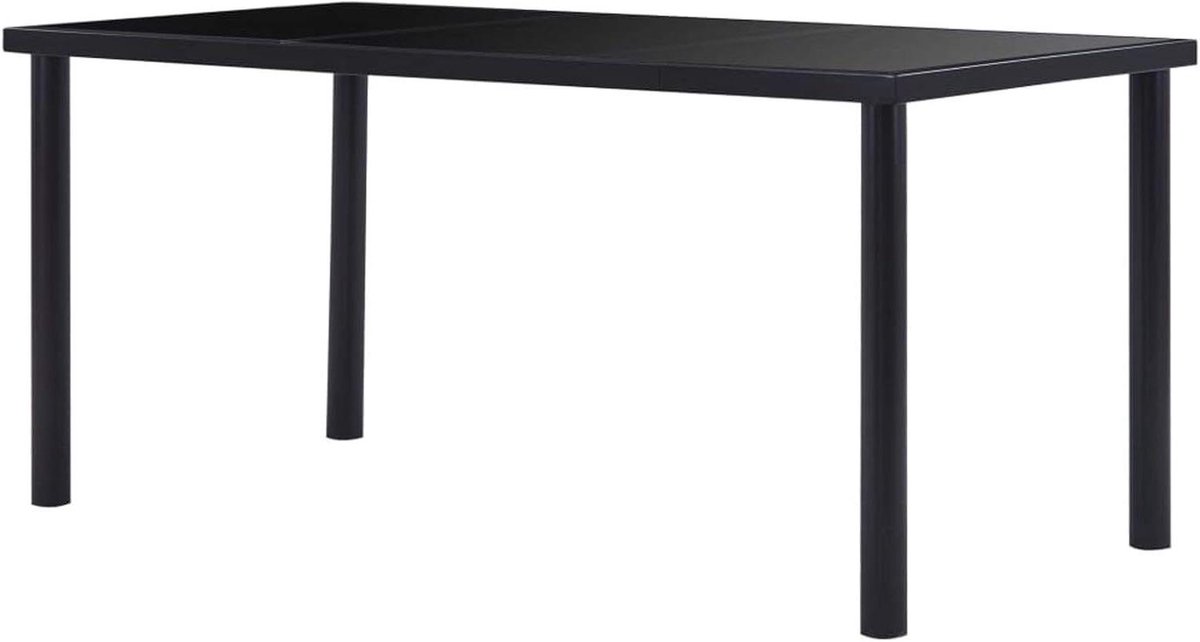 Eettafel - Moderne tafel - Buiten dineren - Gehard glas - 160 x 80 cm - Zwart