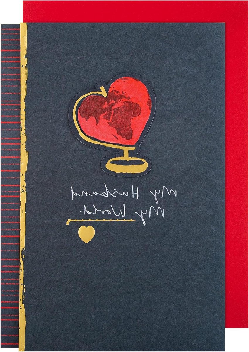 Valentijnskaart voor echtgenoot - Liefdeskaart man - Valentijnsdag vieren - Goudfolie en reliëfdetails - 22.8 cm bij 15.9 cm