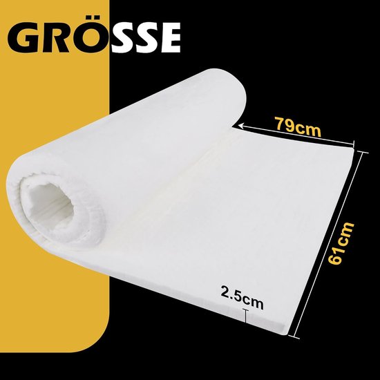 Hittebestendige keramische vezelisolatie deken tot 1500°C, ideaal voor ovens, vaatwassers en waterverwarmers, 79 x 61 x 2.5 cm — afbeelding 4