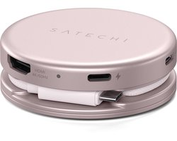 Satechi On-the-Go 5-in-1 Multiport Adapter – Magnetisch Hecht aan iPad of MacBook – Plug & Play, Geen Apps Nodig – Compact en Draagbaar Ontwerp voor Reizen - Roze