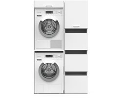 Washcab® Wasmachine Kast - Droger Verhoger - Wasmachine Ombouw - Droger op wasmachine Wit - Stack Set 2 - 5 jaar garantie