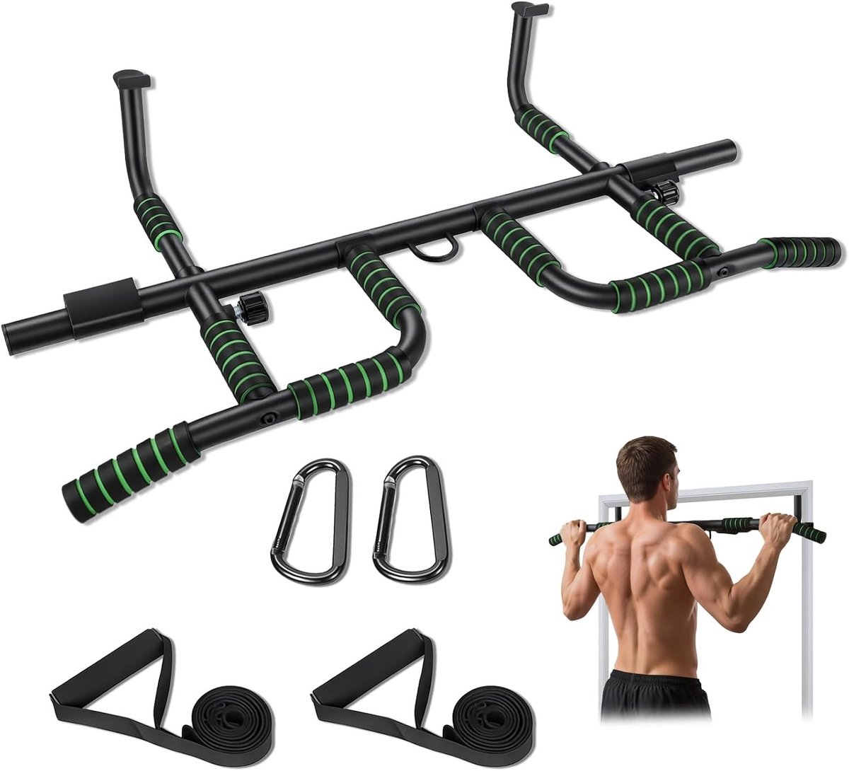 Klimstang voor de deur zonder schroeven, multifunctionele pull-up bar met 10 gripposities voor thuistraining en fitnessoefeningen