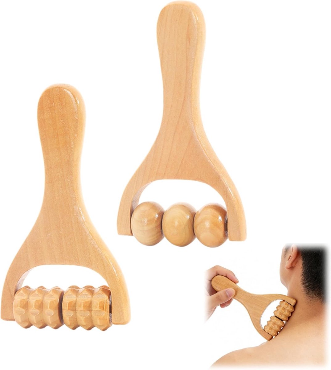 Houten Massageroller - Fascia tool - Spierontspanning - Ergonomisch ontwerp - 110 gram - Natuurlijk hout