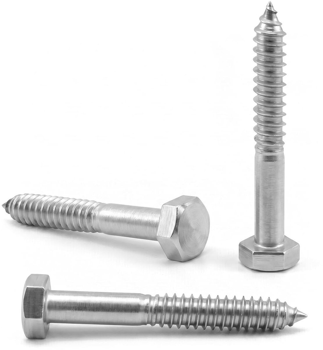 Houtschroef Zeskantkop - Timmerhoutschroef Schroef - Houtconstructies Bouwen - Roestvrij Staal A2 - 10x110 mm - Zilver