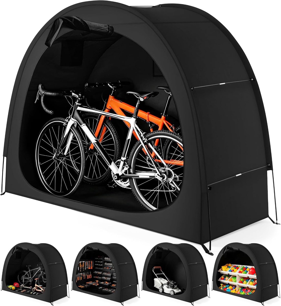 Fietstent - Zwart - 200 x 80 x 165 cm - Waterdichte en UV-bestendige Fietsschuur - Voor Fietsen en Motoren