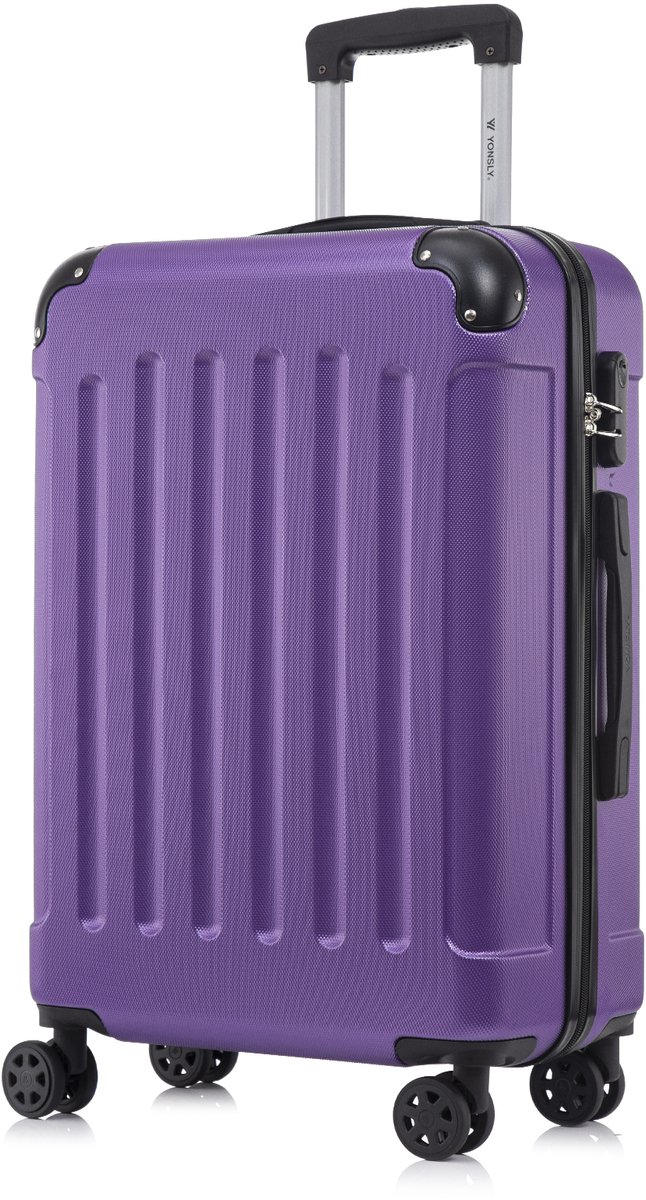YONSLY Handbagage Koffer - 66cm - 66 L - Cijferslot- 360° Draaibare Wielen - Trolley- 66 x 43 x 29 cm - Paars