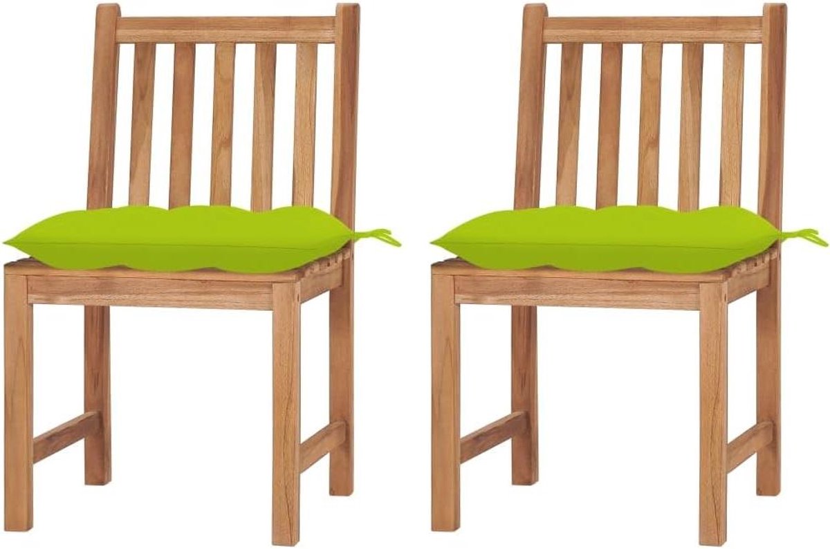 Teakhouten Tuinstoelen - Buitenstoelen Hout - Ontspannen Buiten - Massief Weerbestendig Hout - 50 x 53 x 90 cm - Groen