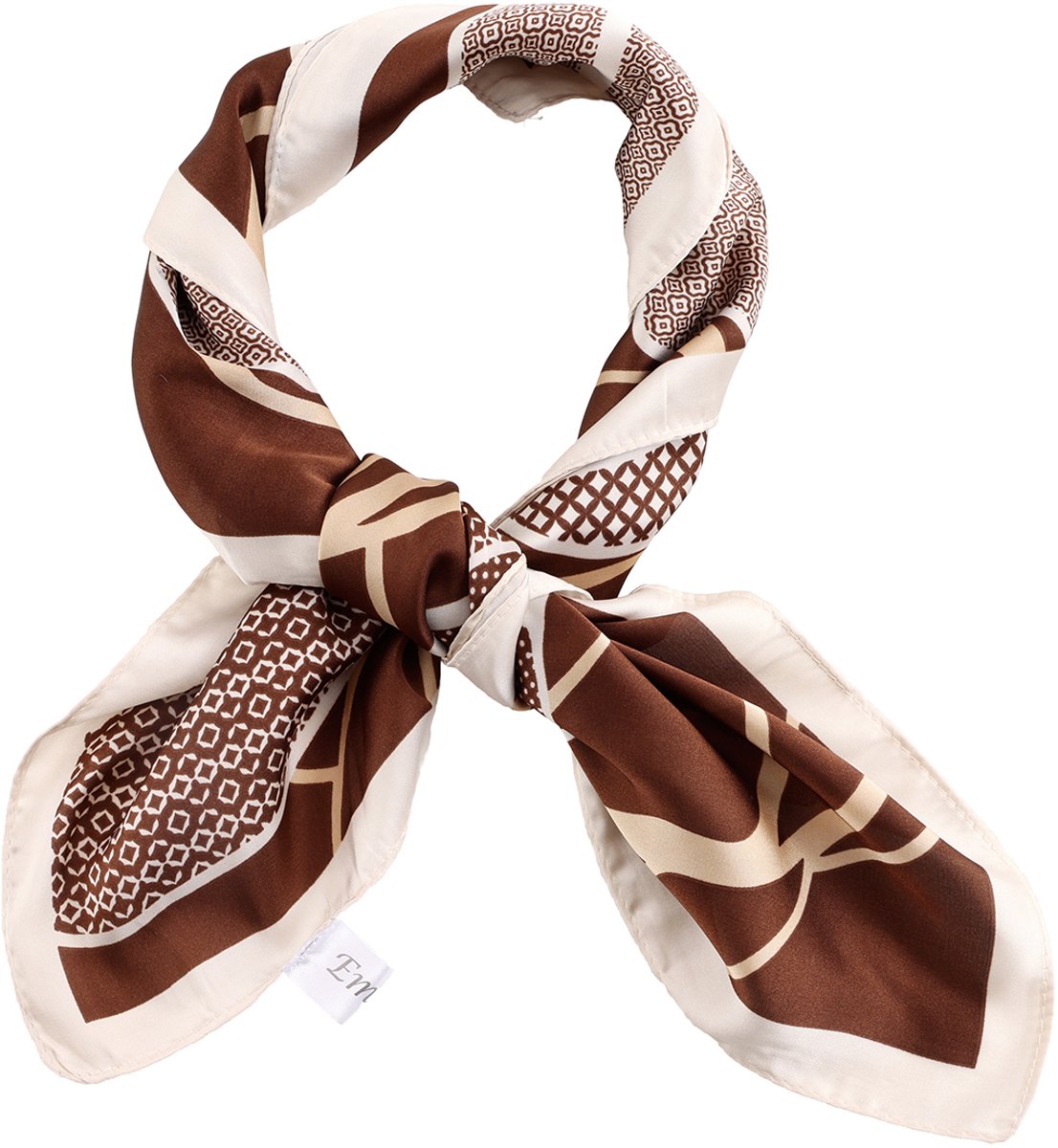 Emilie collection - sjaal - satijn - vierkant 70x70cm - print - bruin