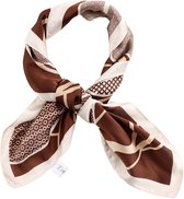 Emilie collection - sjaal - satijn - vierkant 70x70cm - print - bruin