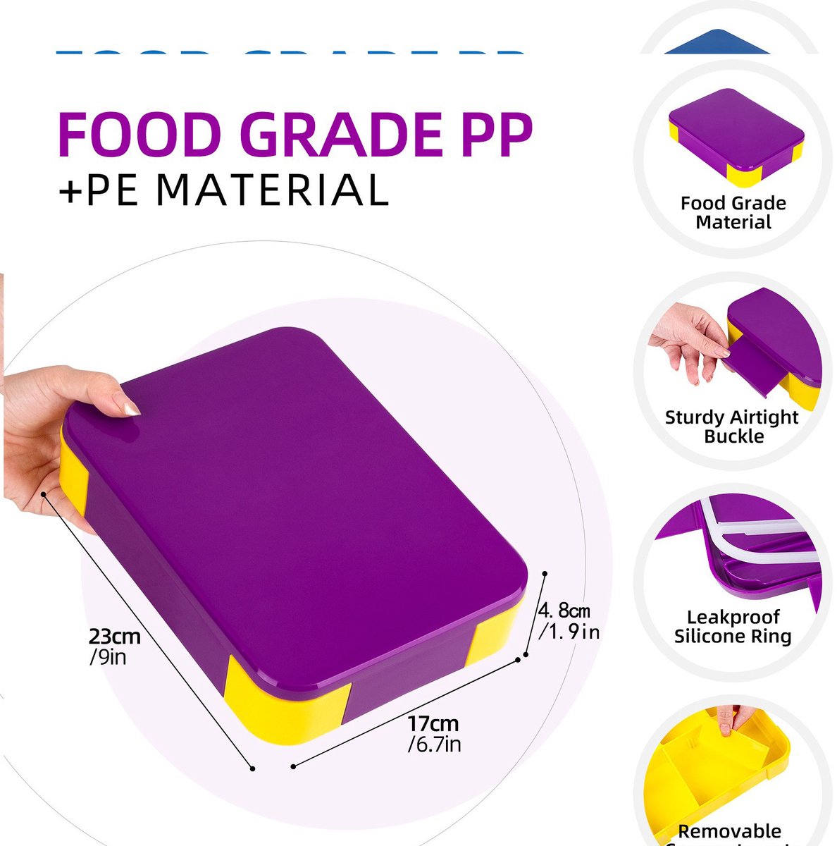 Sanorum Bento Lunchdoos voor Gezinnen: 6 Vakken Lunchcontainers voor Volwassenen, Kinderen en Peuters inclusief Sauscontainers - Veilig voor Magnetron, Vaatwasser en Vrieskast | BPA-vrij-Lichtblauw