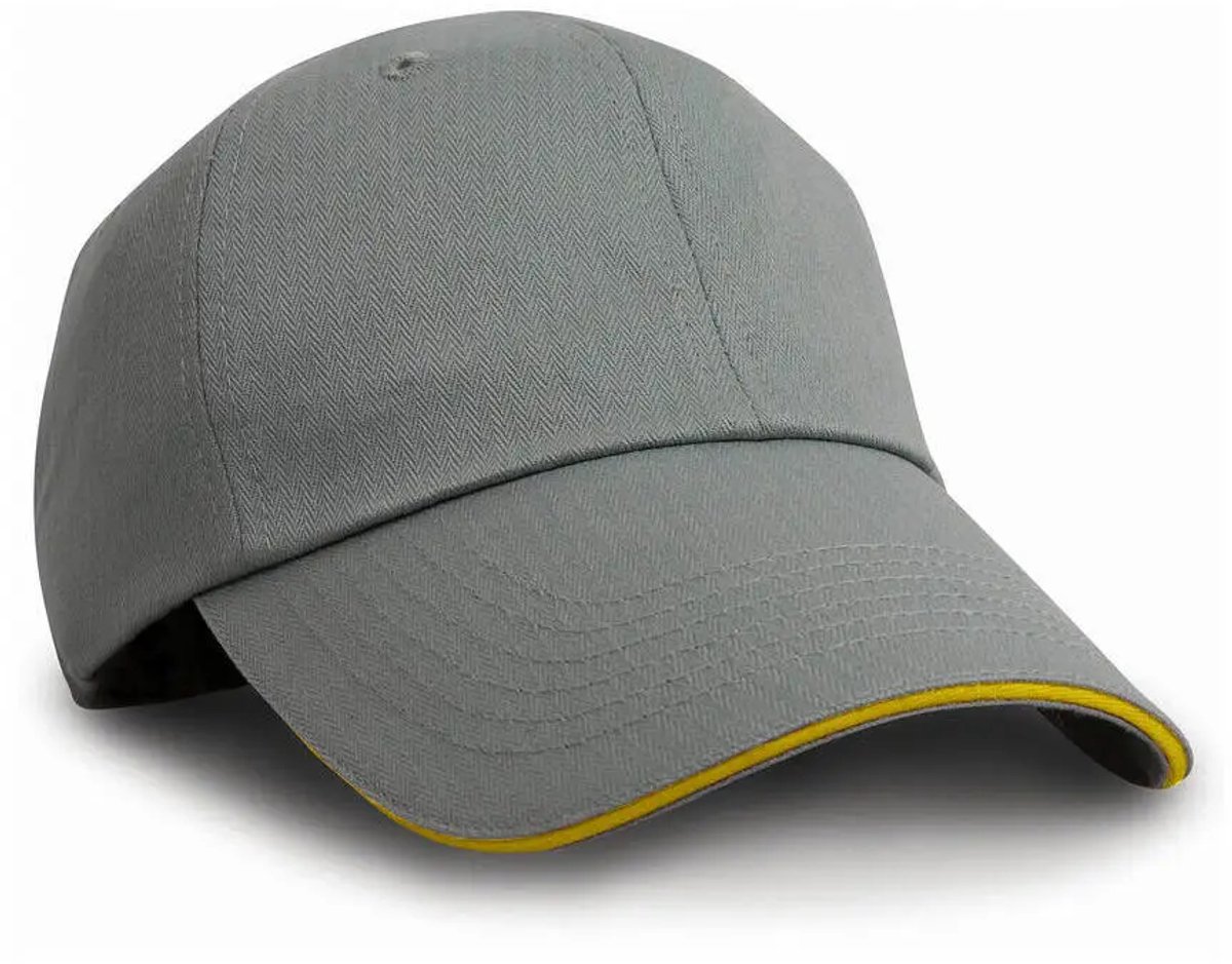 Result Herringbone Cap With Sandwich Peak RH38 - Grey/Yellow - One size