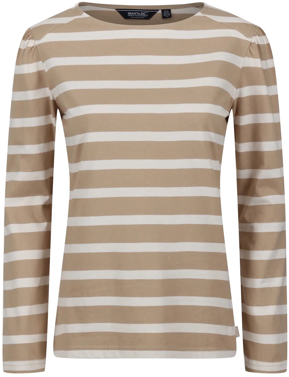 Dames-T-shirt met lange mouwen Regatta Federica Striped Barleycorn / Light Vanilla