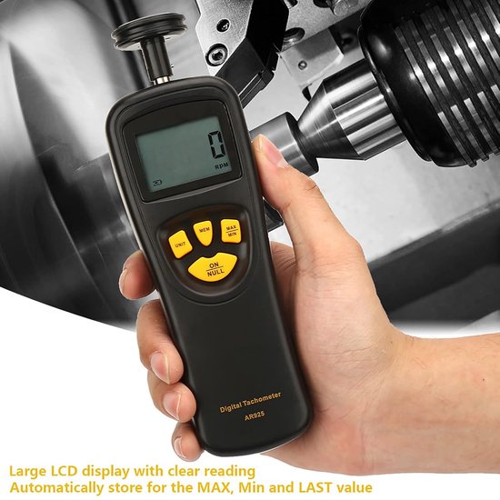 Digitale Toerenteller - Rotatiemeter Windmeter - Nauwkeurig Meten - LCD Achtergrondverlichting - 05-19999 RPM - Grijs — afbeelding 5