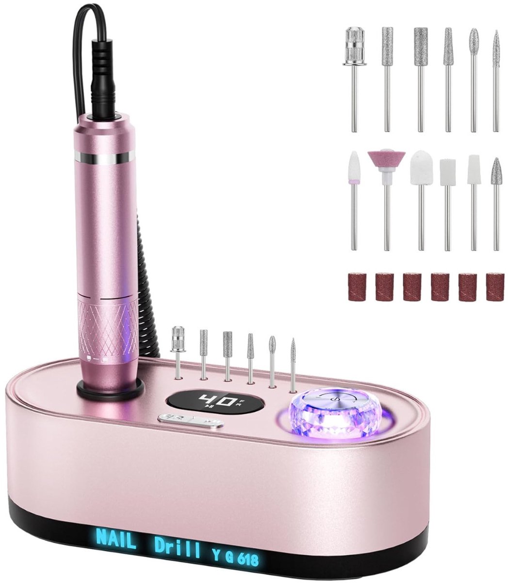 carmdering - Elektrische Nagelvijl - Elektrische Nagelfrees - Nagelfreesmachine - 40000 TPM Snelheid - LCD Display Met Verlichte Toetsen - Aluminium Behuizing - Laag Geluidsniveau En Warmteafvoer - Ideaal Voor Salon En Thuisgebruik - 1 Stuk