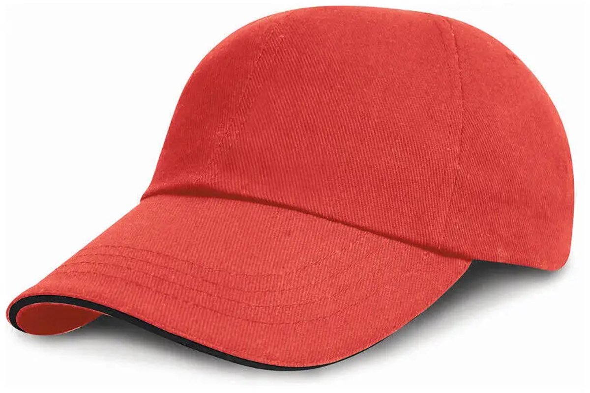 Result Heavy Brushed Cotton Cap RH24P - Red/Black - One size