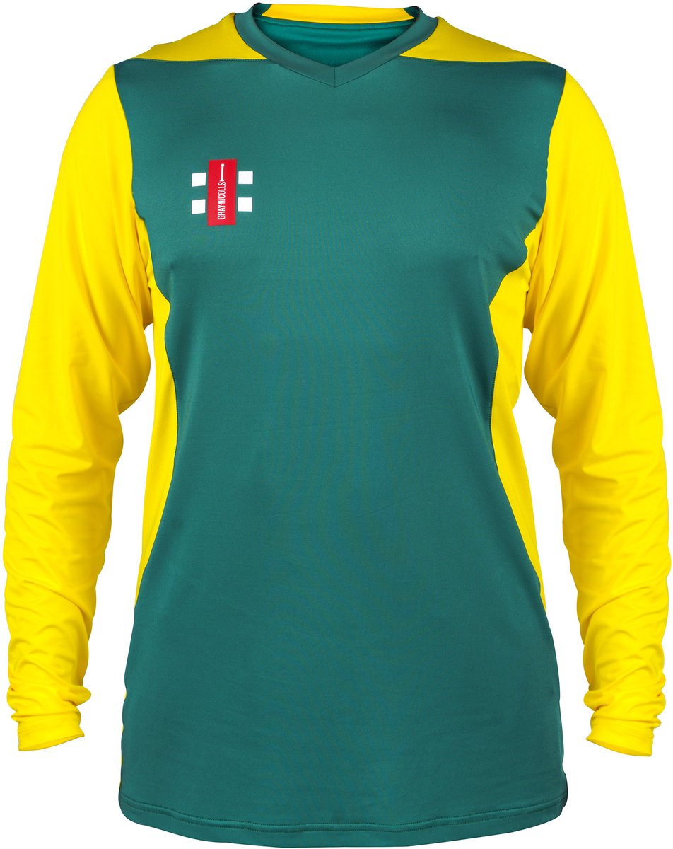 Gray-Nicolls Cricket SHIRT T20 L/S GN/YW XL Extra Large - Groen / Geel