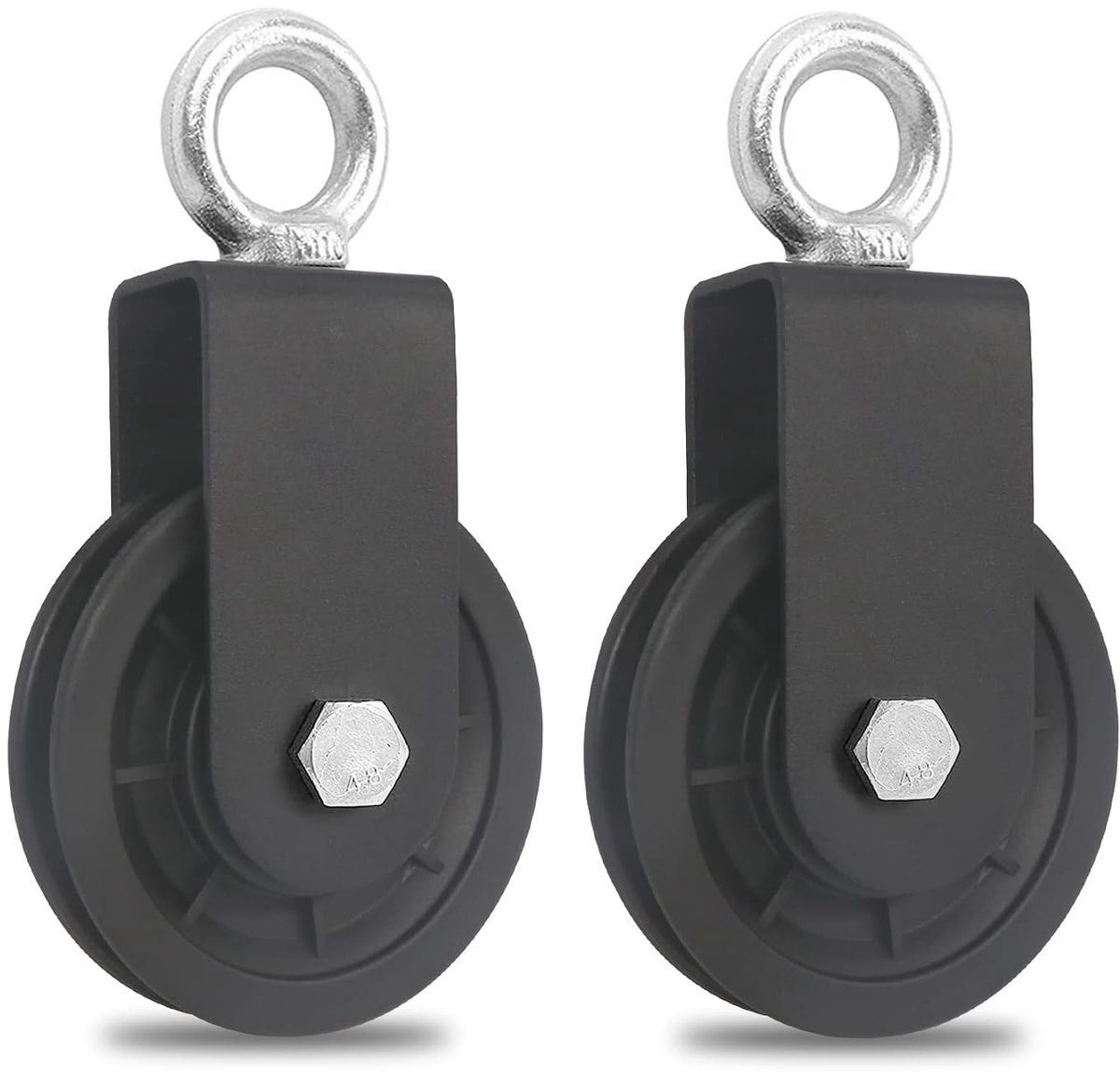 Fitness Pulley 90 mm voor Touwen - DIY Gym Toebehoren, Draagvermogen 160 kg, Set van 2, Zwart