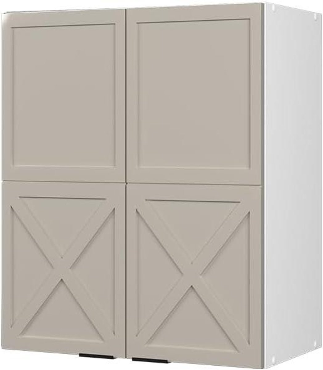 Hangkast Keuken - Wandkast Opbergkast - Keuken Organiseren - Soft-close Scharnieren - 60 cm Breed - GrijsBeige