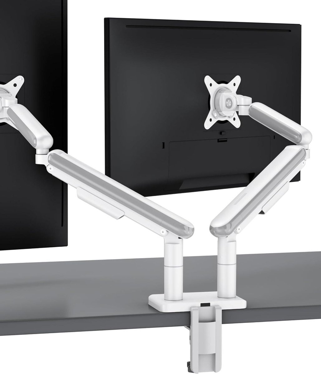 Dubbele Monitor Beugel - Monitorstandaard Bureau - Ergonomisch Werken - 360 Graden Draaibaar - Tot 34 Inch - Wit