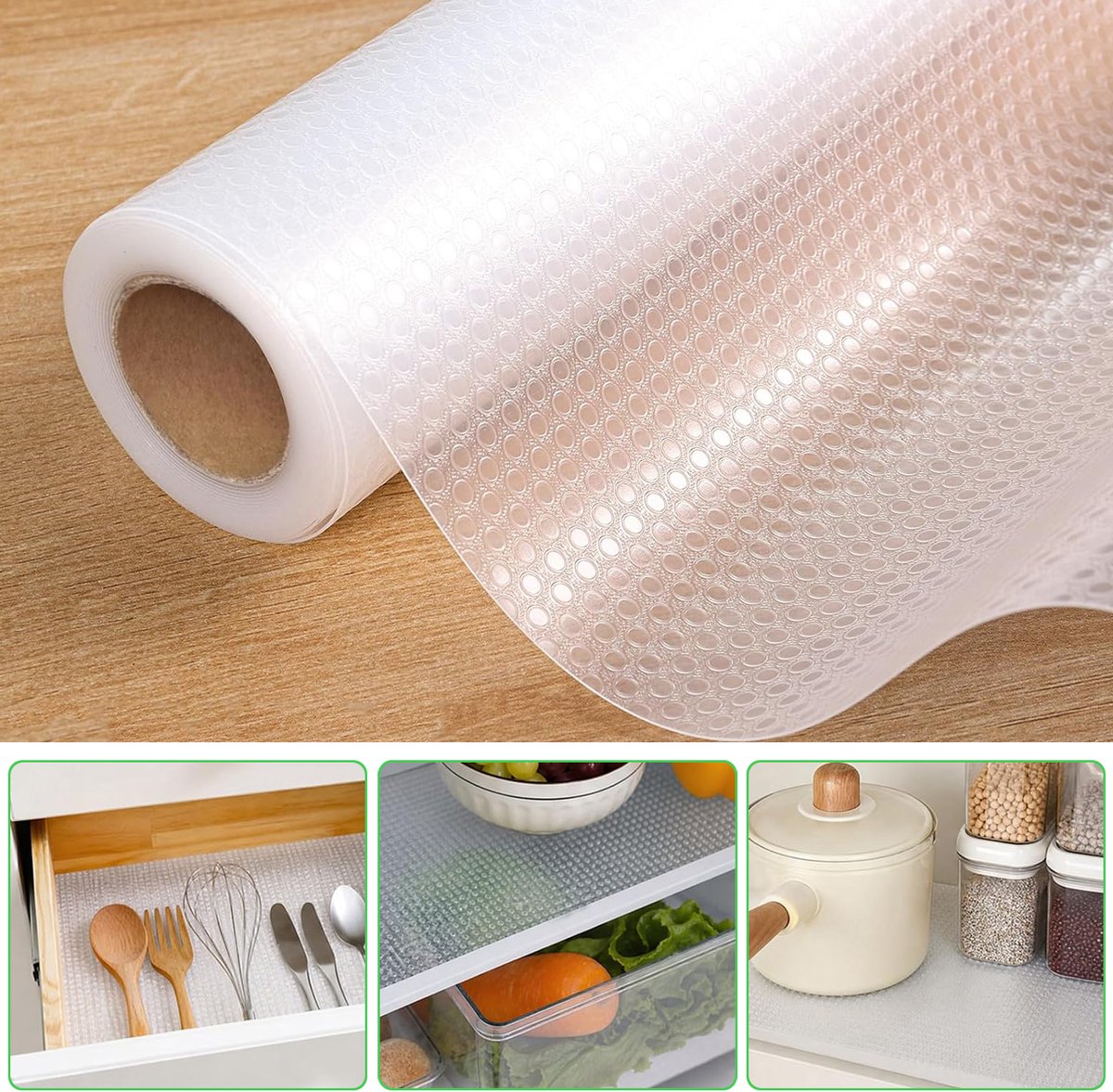 Keukenladebekleding - Kastbekleding 60x600 cm - Kastplankmat - EVA-Plastic Beschermhoes - Koelkastplank - Antislip Niet-Klevend