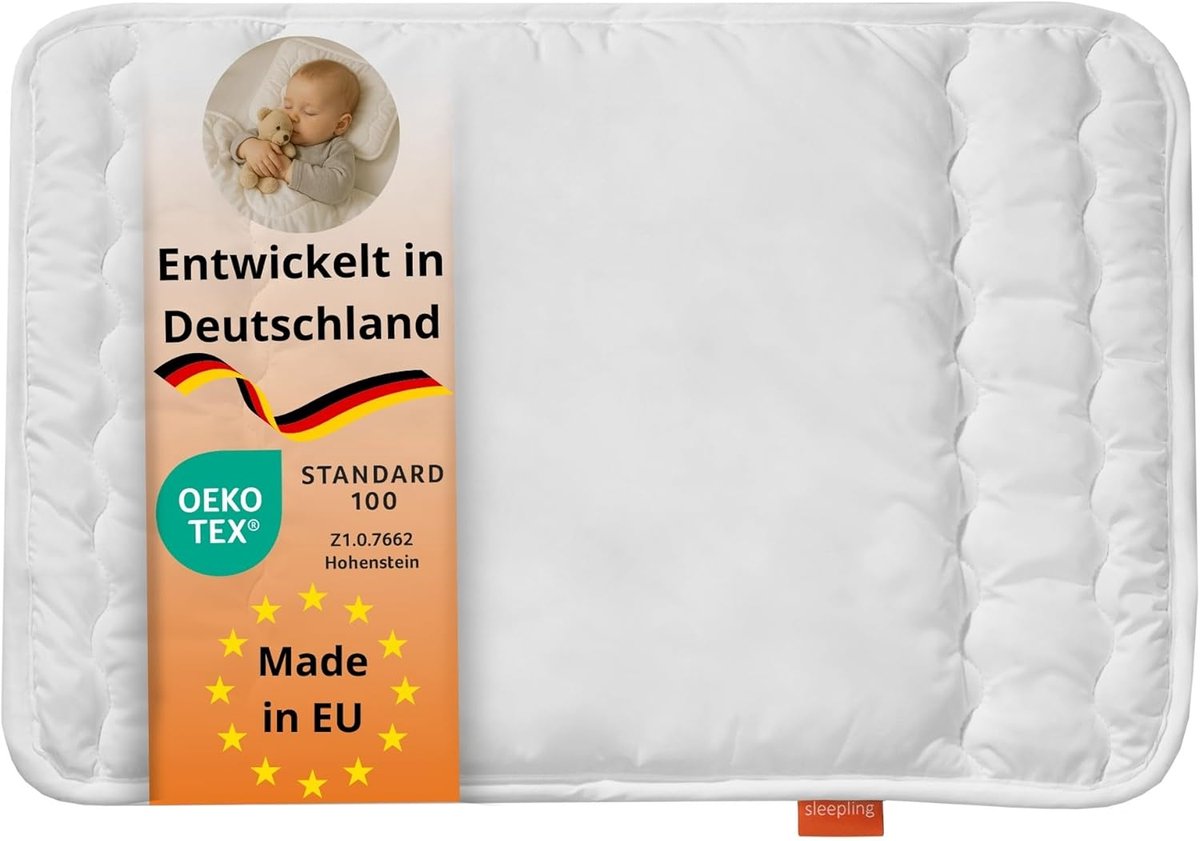Plat hoofdkussen voor baby's en kinderen - 40 x 60 cm - plat kussen - babykussen - kinderhoofdkussen - kinderkussen - kinderkussen - 40 x 60 cm - kinderkussen - made in - Oeko-Tex - wasbaar tot 60