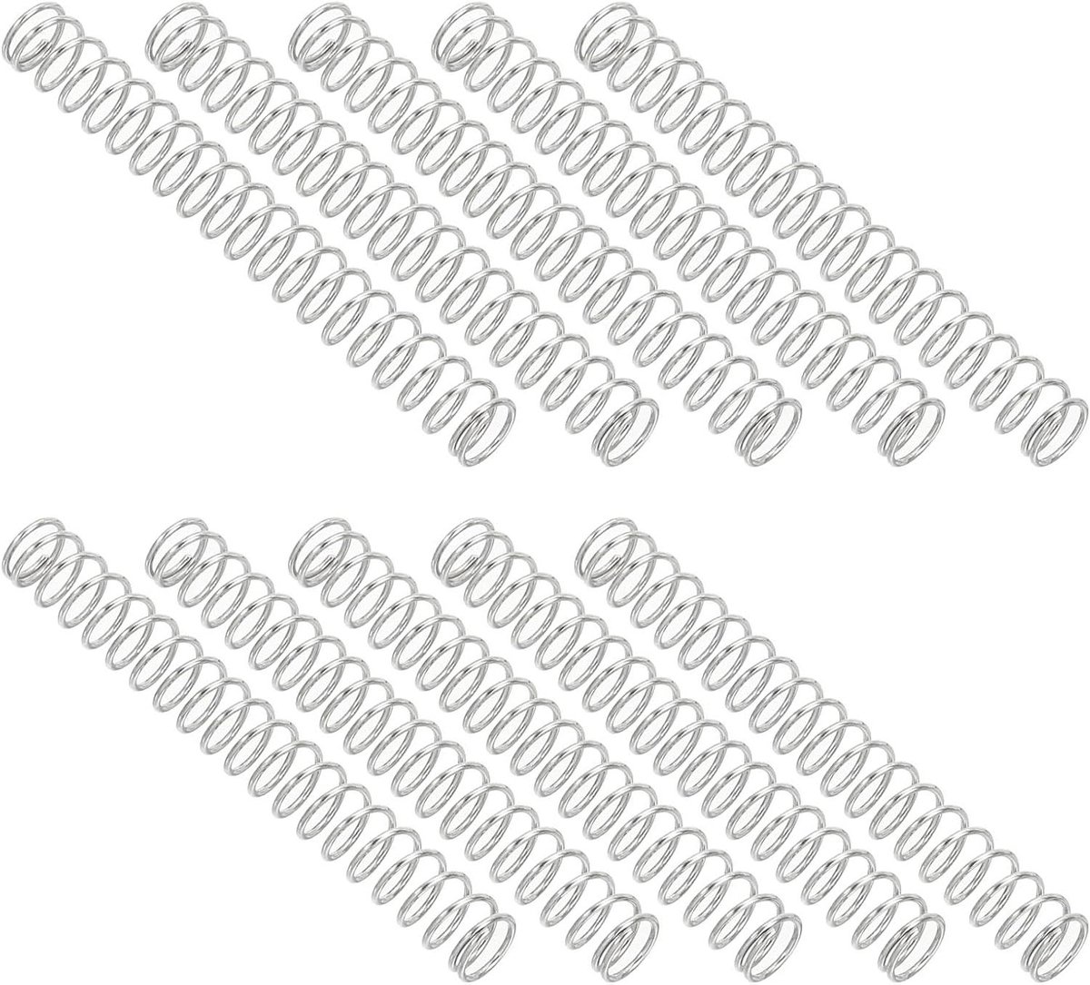 Compressieveren - Kleine veren - Reparatie en onderhoud - Hoge elasticiteit - 10 stuks 50mm - Zilver