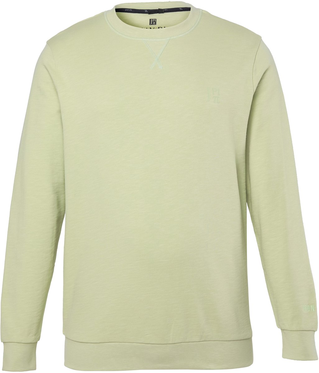 JAY-PI - Heren - Sweatshirt fitness effen sweatstof borduursel en print tot 7XL - Agave groen - Maat XXL
