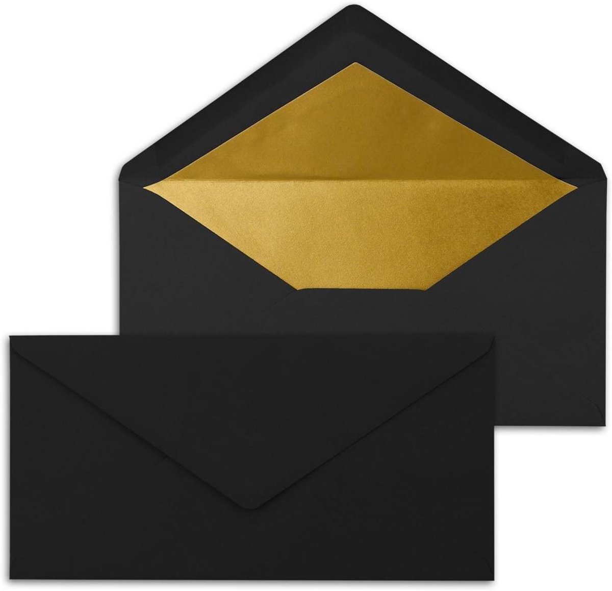 Enveloppen DIN lang - Feestelijke kaarten - Kaarten versturen - Goudkleurige voering - 25 stuks - Zwart