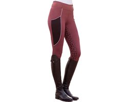 Rijlegging - luipaardprint siliconen grip - rijbroek - zwart - bordeauxrood - full seat - maat M