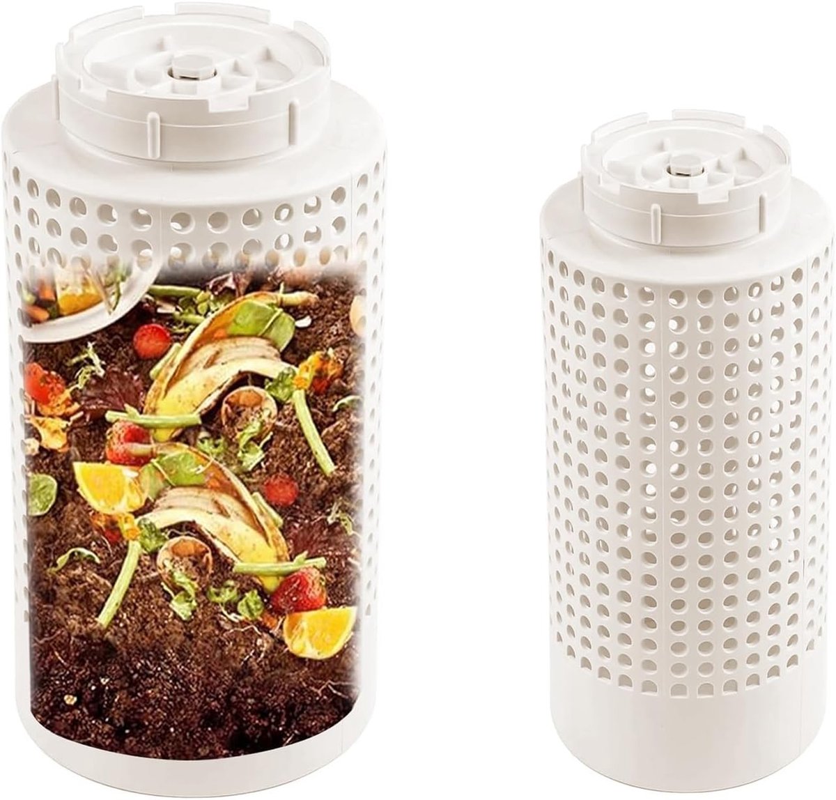Set van 2 duurzame compostbakken voor ondergrondse wormen, ideaal voor keukenafval en compostering, wit (30 x 16 x 11,5 cm)