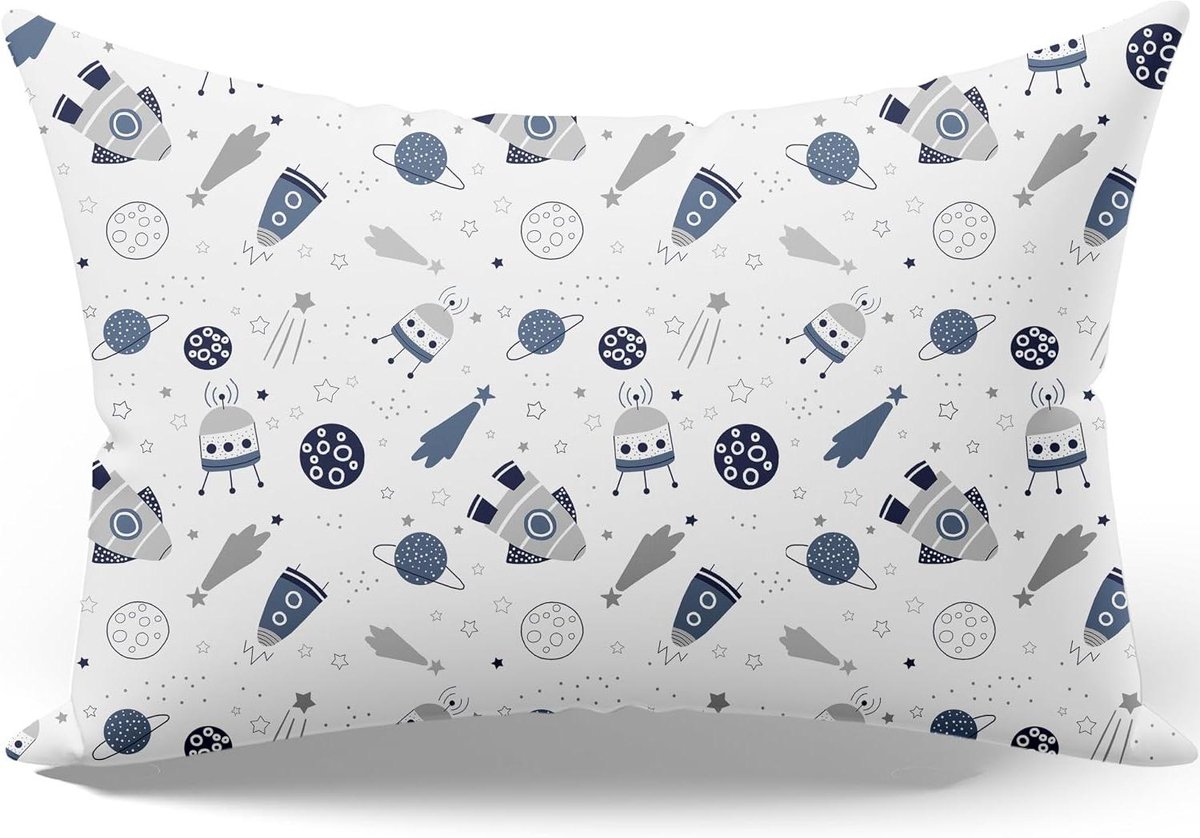 Kussensloop Kinderen - Kinderhoes Beddengoed - Zoete Dromen - Öko-Tex Gecertificeerd - 40 x 80 cm - Kosmos Blauw