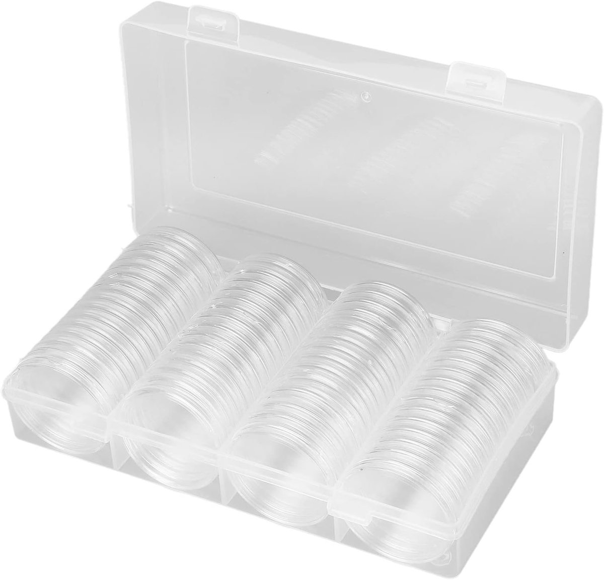 Transparante Opbergdoos voor 60 Stuks 41mm Muntencapsules - Perfect voor Collectors en Muntbewaring