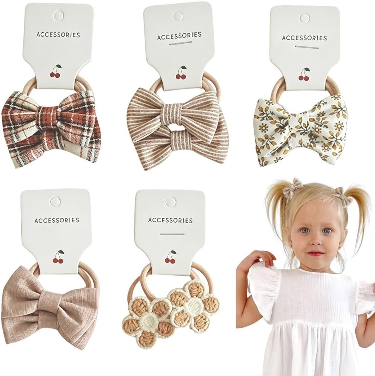 10 haarelastiekjes met strik in ruitjespatroon, perfect voor meisjes, kinderaccessoires voor school en vrije tijd, trendy en veelzijdig.