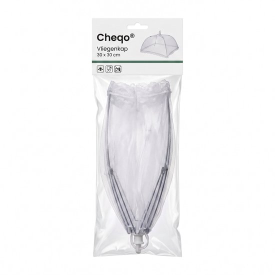 Cheqo® Vliegenkap - Voedselkap - Foodcover - Opvouwbaar en Uitklapbaar - Vliegennet - Insectennet - Eten Afdekken - Voedselafdekking - Etensbescherming tegen Insecten - voor Buiten - Picknick - BBQ - Barbecue en Tuin - Vliegenkapje - Wit van Cheqo — afbeelding 3