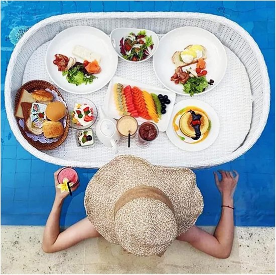 Drijvende Lade - Pool Bar - Drankjes Serveren - Waterbestendig Aluminium - 100x50x20CM - Wit — afbeelding 5