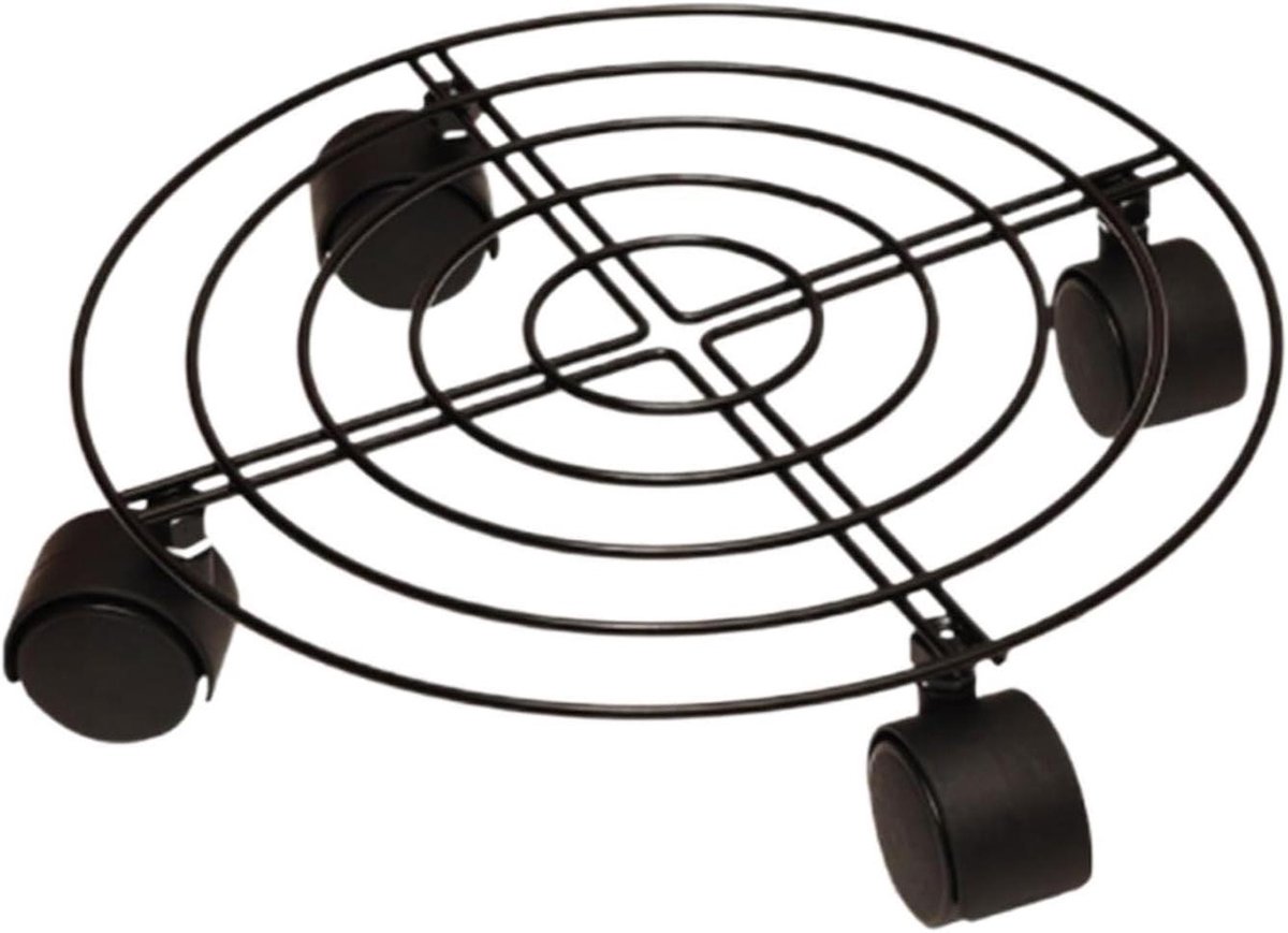 Plantenroller Modern - Bloempotstandaard - Planten Verplaatsen - Met Remwielen - 27 cm Diameter - Zwart