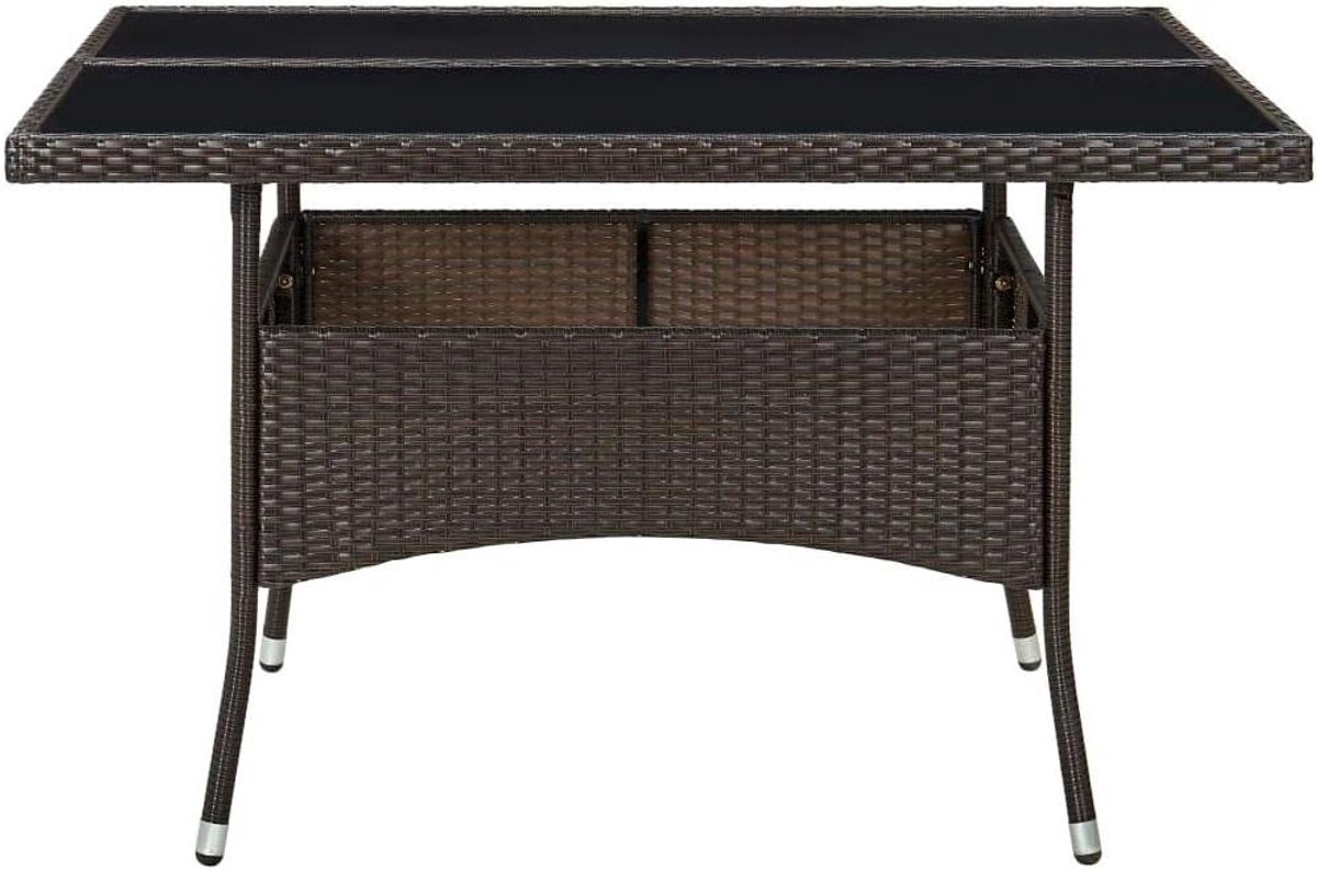 Tuin Eettafel - Buiten Tafel - Buiten Eten - Onderhoudsvriendelijk Glas - 120 x 120 x 75 cm - Bruin