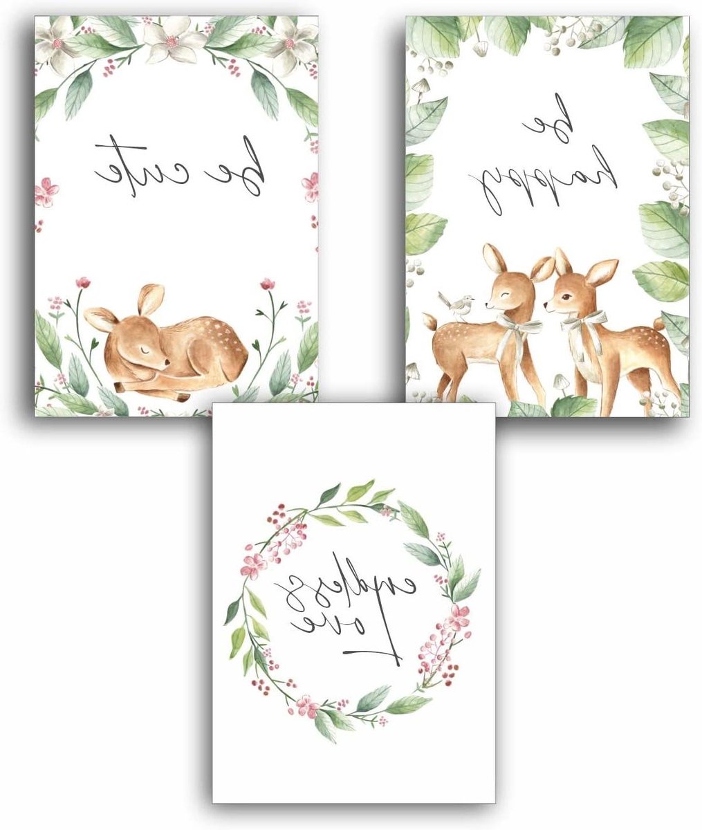 Kinderkamer Posters - Babykamer Decoratie - Muren Aankleden - Dierenprints Aquarel - DIN A3 DIN A4 - Multicolor