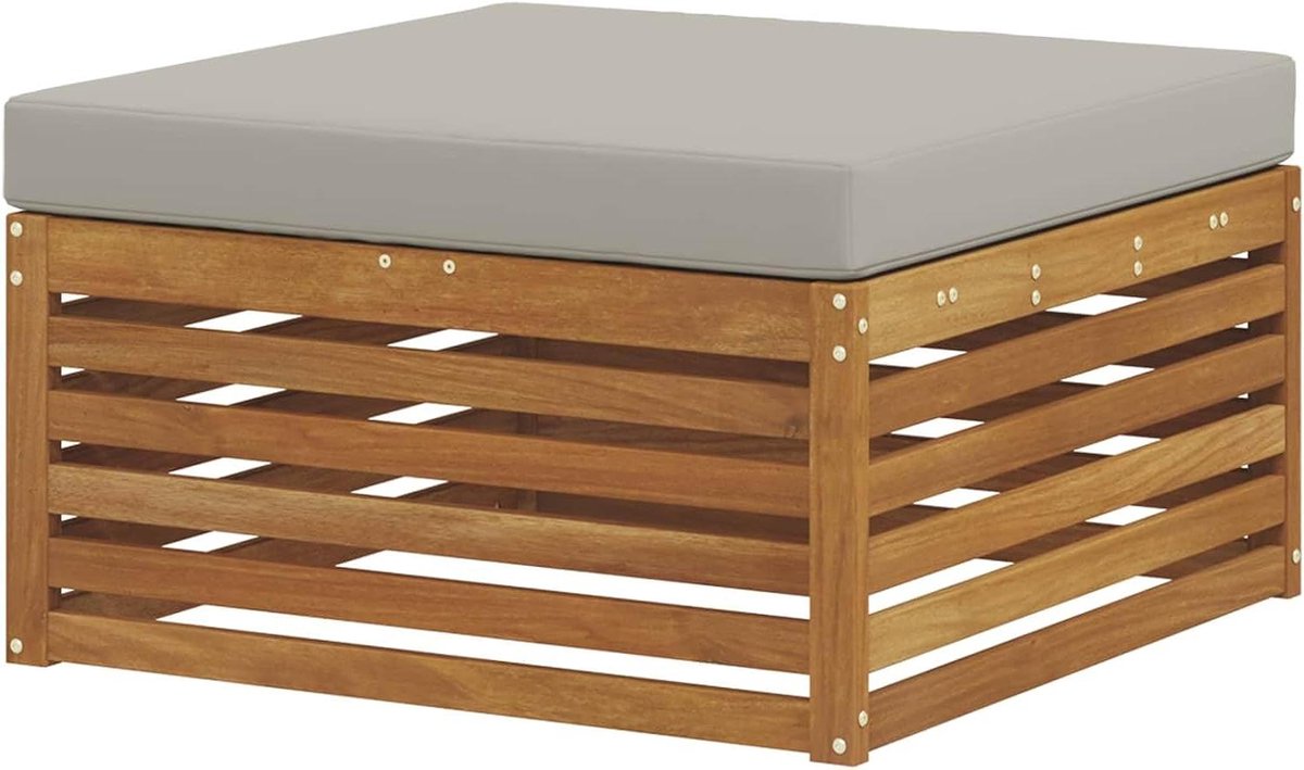 Tuinkruk - Voetenbank buiten - Ontspannen in de tuin - Lamellendesign - 79 x 79 x 37 cm
