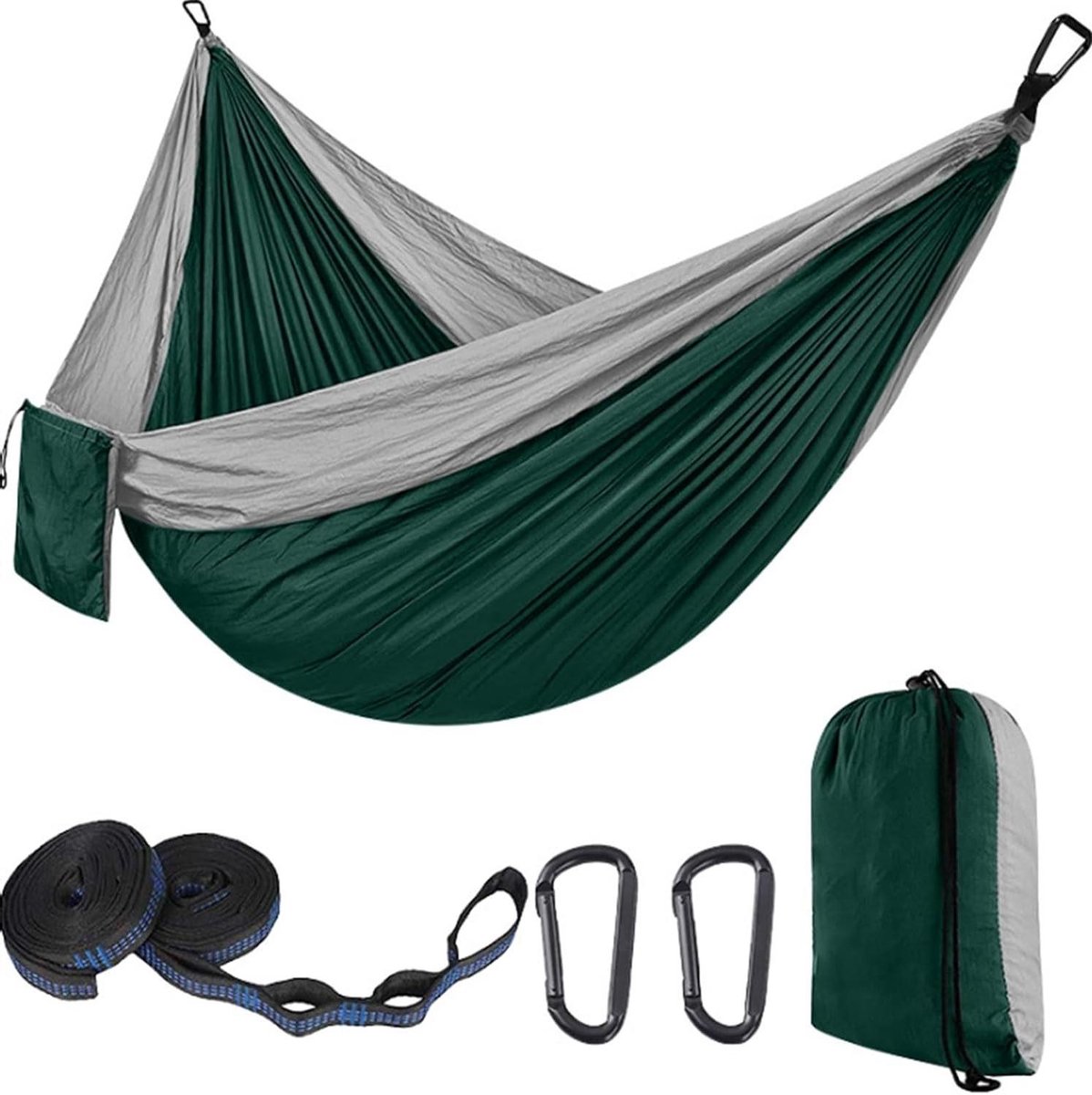 Dubbele Hangmat - Kampeerhangmat Reishangmat - Ontspannen Buiten - Scheurbestendig Nylon - 300x200 cm - Groen