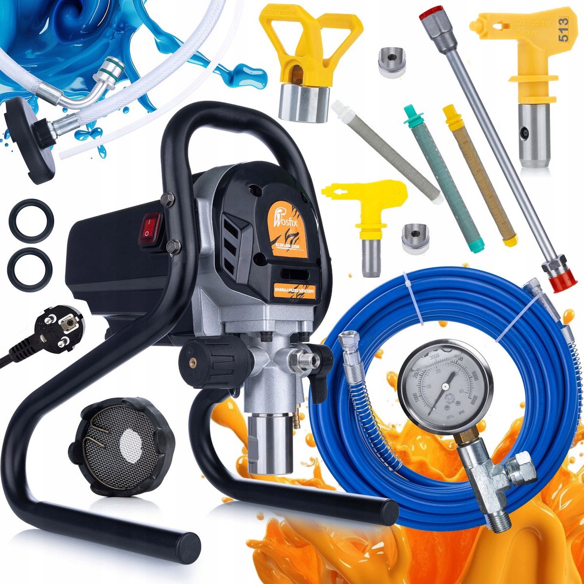 Rosfix Airless Verfspuit EcoFlow 1200 Set - Compact, 1,7L/min - 1200W, 20MPa, 10m Slang