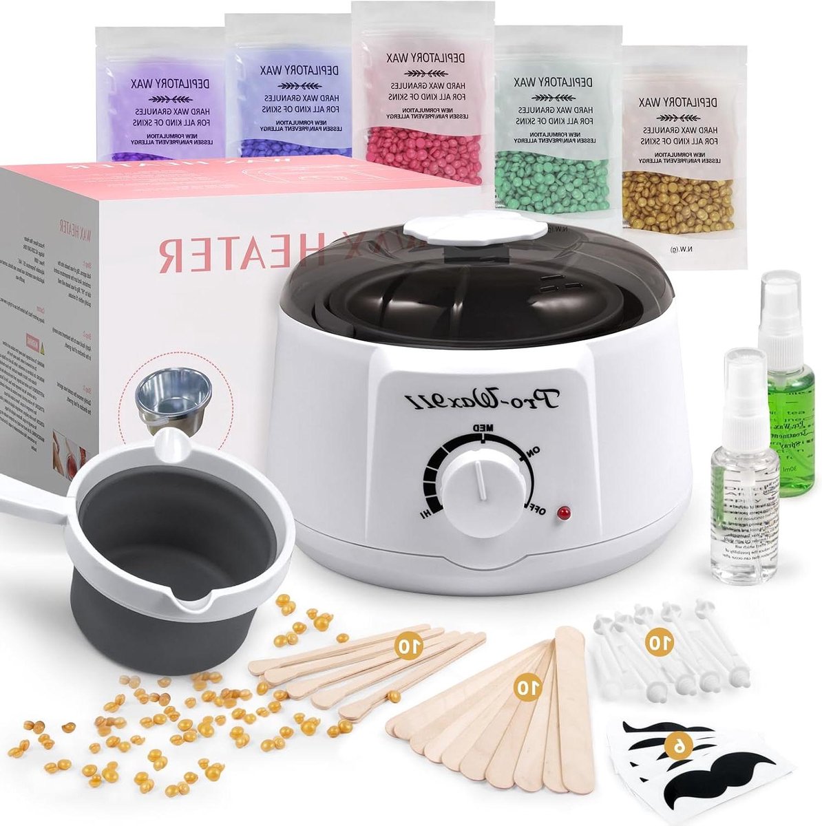Wax Warmer Set - Ontharingsset Wax - Huidverzorging Thuis - Voor Alle Huidtypen - 500 g - Wit