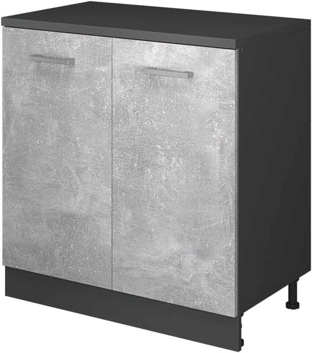 Keukenkast Schuine Wand - Muurkast Keuken - Ruimte Optimaliseren - Met 2 Deuren - 80 cm Breed - Beton