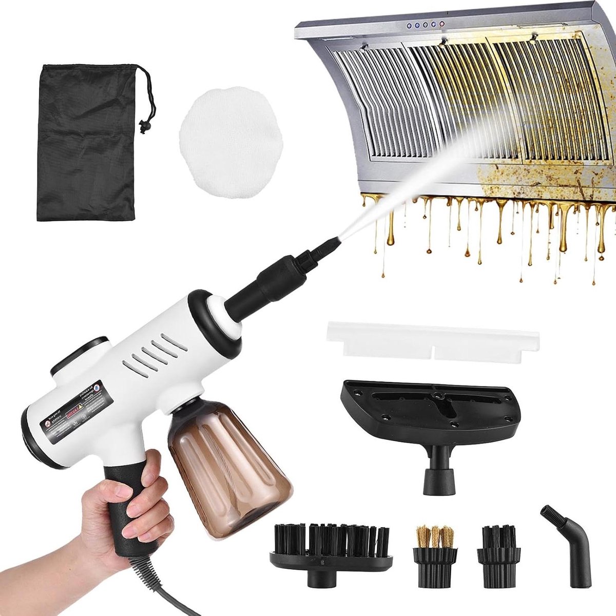 Handstoomreiniger - Stoomreiniger Stoomapparaat - Grondig Reinigen - Snelle Verwarmingsmachine - 600 ml - Wit en zwart